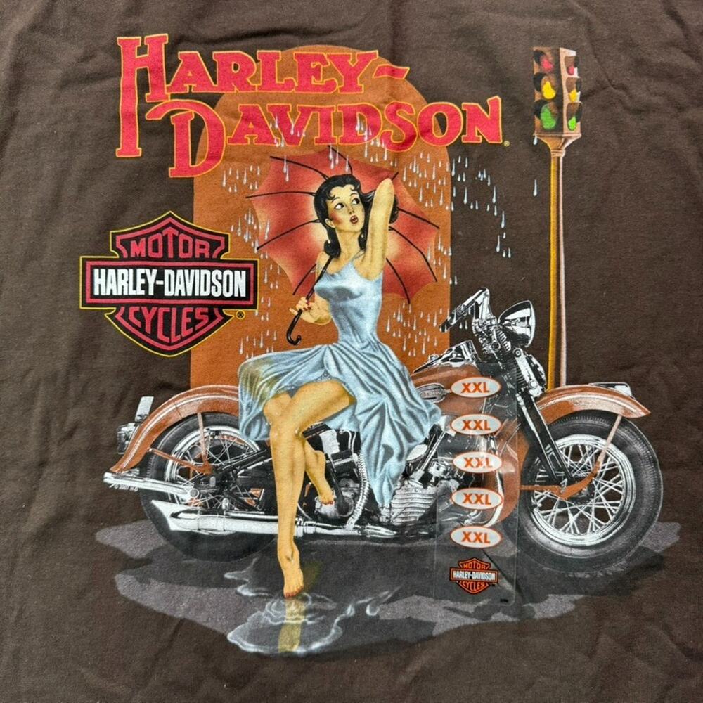 Harley Davidson Pinup Girl Biker Tee Shirt Mens Virginia Beach Size XXL T-Shirt